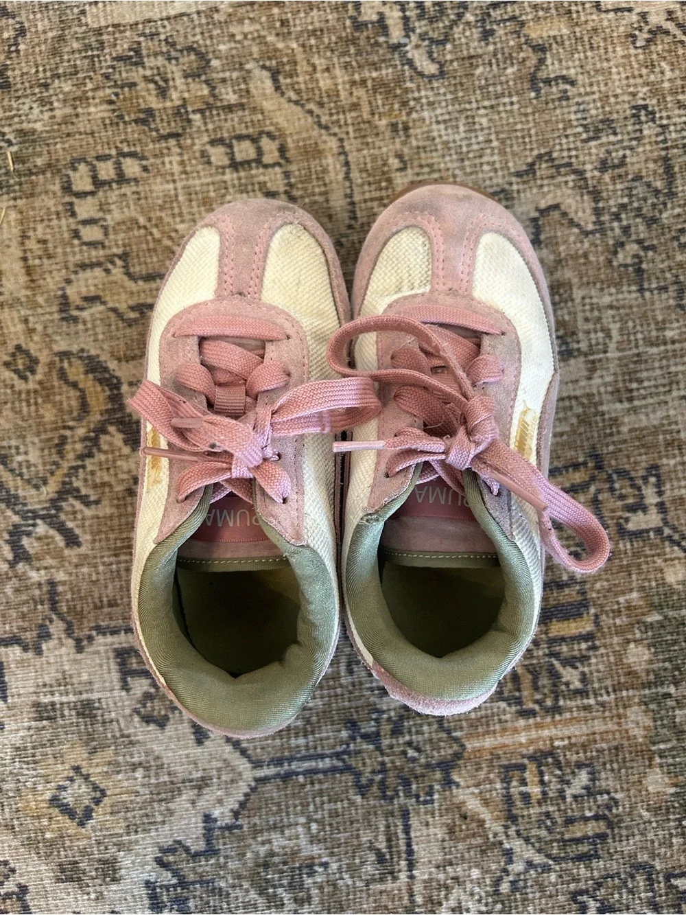 Puma Kids Pink and White Easy Rider Sneakers